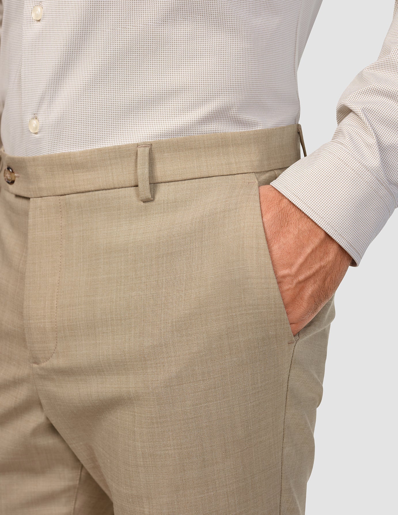 Tech Wool Suit Pants Slim Sand